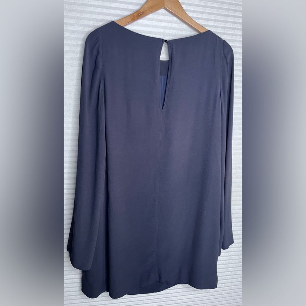 Free People Split Kimono Sleeve Navy Blue Draped Shirt Short Dress XS - Picture 3 of 11